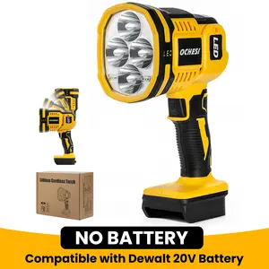 【No Batteries】Cordless LED work light compatible with DeWalt 20V MAX Battery, 1500LM Handheld Spotlight with 550 Yard Distance, Flashing mode and Pivoting Head for Workshop, Camping, Jobsites (Battery Not Included)