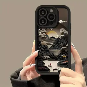 Oil Painting Moon Landscape Design Shockproof Ultra-Thin Case, Full Protection Soft Cover for iPhone 17/16/15/14/13/12/11/plus/pro Max Series