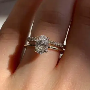 Maxine Dainty 1.5ct Oval Cut 2PC Engagement Ring Set,5A Cubic Zirconia Bridal Ring Set,Women's Ring Jewelry,Wedding Ring Set for Daily,Travel,Proposal,Birthday,Anniversary