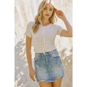 Medium Wash Distressed KanCan Mini Skirt