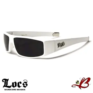 LOCS White Glossy Slim Fit Old School Classic OG Gangster Cholo Lowrider Rectangle Hardcore Shades Mens Womens Unisex Sunglasses | Original & Authentic Locs tiktok shop