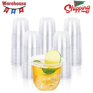 50 Pcs Disposable Stemless Glasses 12oz Crystal Plastic Wine Glasses Clear