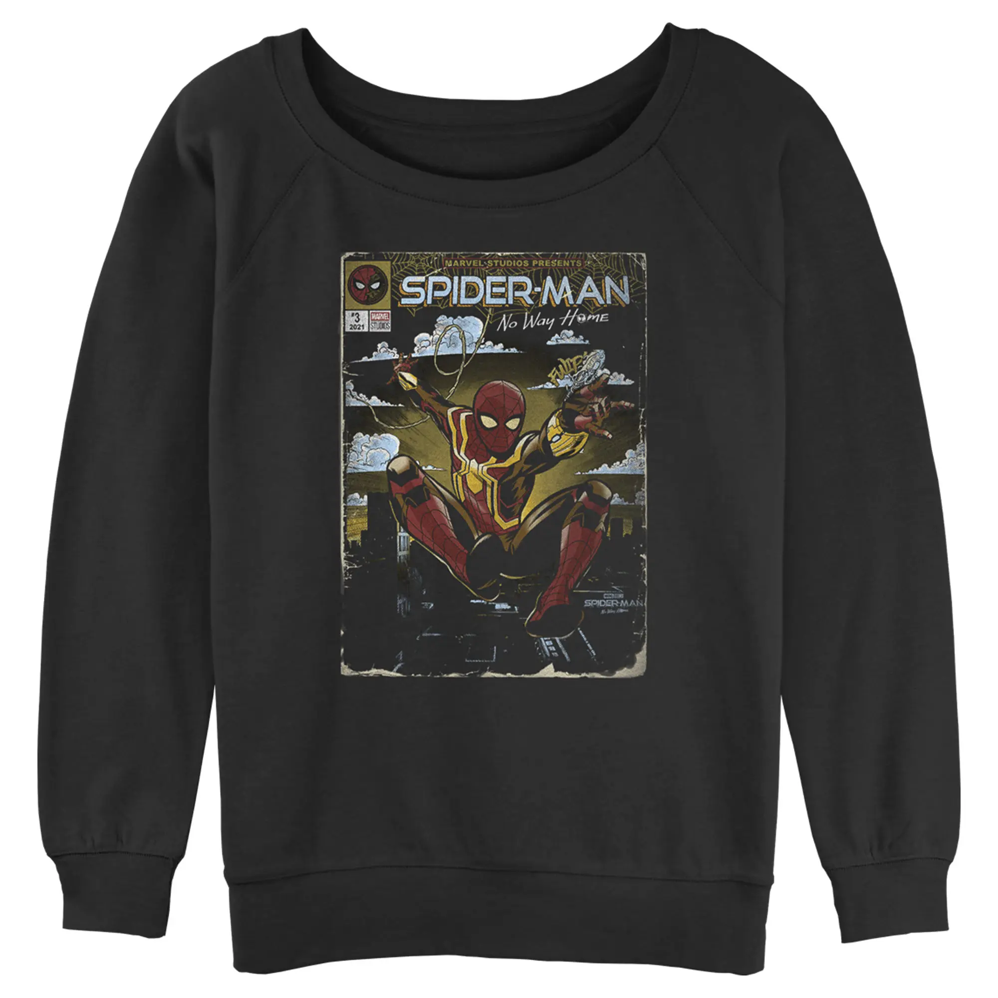 Juniors Womens Marvel Spider-Man: No Way Home Retro Poster Sweatshirt