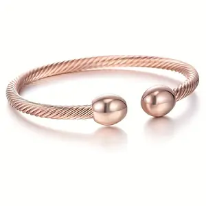 New Open Three Color Magnetic Bracelet, Adjustable Rose Gold Threaded Bangle, European and American Style, Fashion Accessory