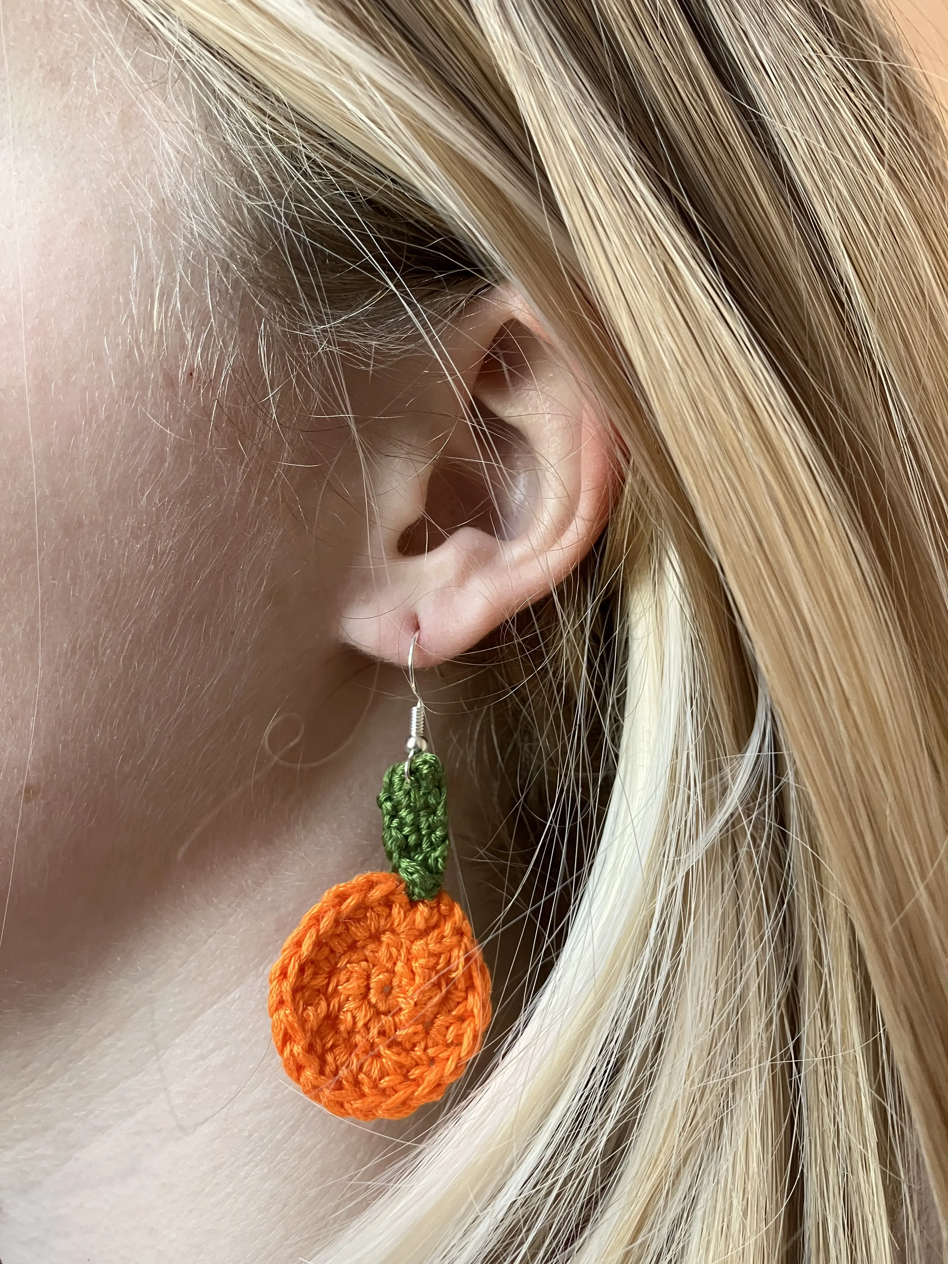 Pumpkin Crochet Earrings Female Casual