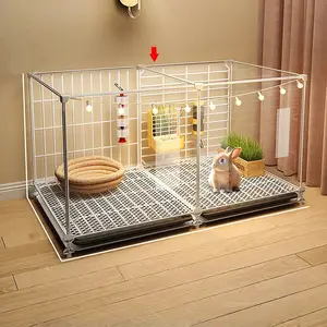 Small Pet Cage with Tray, Transparent Rabbit Hutch, Easy Cleaning Indoor View Villa Empty Cage, Hamster Cage Habitat, Ideal for Rabbits and Small Pets