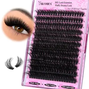Fluffy Lash Clusters Thick 200D Volume Eyelash Clusters 14-20mm Wispy Individual Lashes D Curly Cluster Eyelash Extensions 240pcs DIY Lash Extension for Beginners