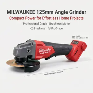Milwaukee M18 Brushless 125mm Angle Grinder | Cordless Bare Tool For Metal Cutting Rebar Slitting Jobsite Grinding | 11000 RPM With Safety Clutch And Tool-Free Guard