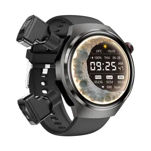 Smart Watch with Earbuds, 1.53 HD Screen Smartwatch for Men, Rugged Military Bluetooth Call Fitness Tracker,3 in 1 Bluetooth Watch with Local Music,Sleep Monitor,Heart Rate