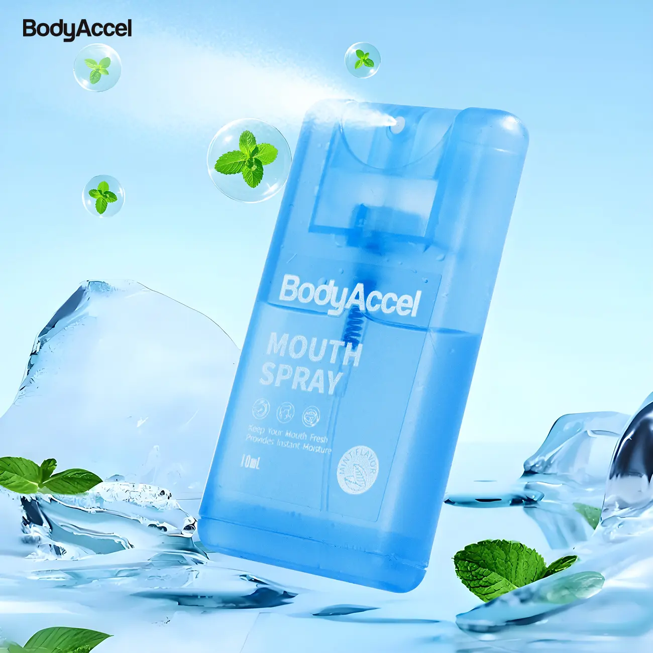 BodyAccel Lactobacillus Oral Care Spray for Adults - Lightweight 10ML Alcohol-Free Botanical Anti-Aging Bad Breath Treatment, Mint-Flavored On-the-Go Single Item Oral Care Solution