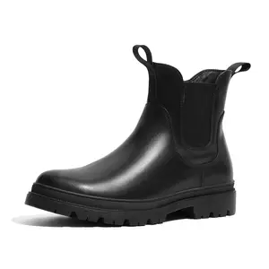 Bruno Marc Men's Vegan Leather Cuban Heel Chelsea Boots with Grippy Rubber Sole