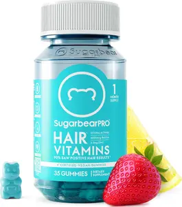 SugarBearPro Hair Vitamin Gummy 35 Day Supply Extra Strength Biotin 6000mcg for Hair Growth Vegan B12 MSM Inositol Omega 3 Elderberry Kosher Halal Cruelty-Free