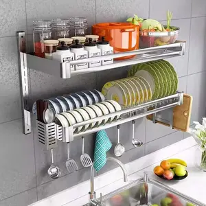 Hanging Dish Rack, Dish Drying Rack Over The Sink Metal Dish Drying Rack Adjustable Wall Mounted Kitchen Supplies Storage