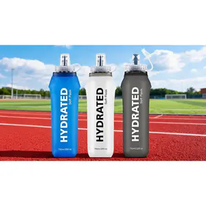 softice bottle2 Pack 500ml TPU Soft Water Flasks with Dust Cap, BPA-Free Foldable Portable Hydration Bottles for Running Vest, Hiking and Cycling