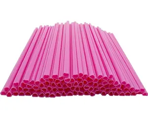 100 Pcs Pink Heart Shaped Straws Cute Plastic Party Cocktail Individually Wrapped Drinking Straws for Wedding Birthday Valentine's Day (8.26-inch)