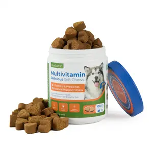 OurCares NEW Advanced Dog Multivitamin Soft Chews (Chicken Flavor) – 100 Count | Chewable Multivitamin Supplement for Dogs with Glucosamine, MSM, Krill Oil & 1.2 Billion CFU Probiotics, Supports Joint, Skin, Itch Relief & Immune Health，GLB