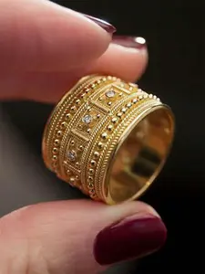 1 PC Luxury Cubic Zirconia Ring For Women For Valentine's Day Gift Wedding Anniversary Party Jewelry Vintage Embossed Ring