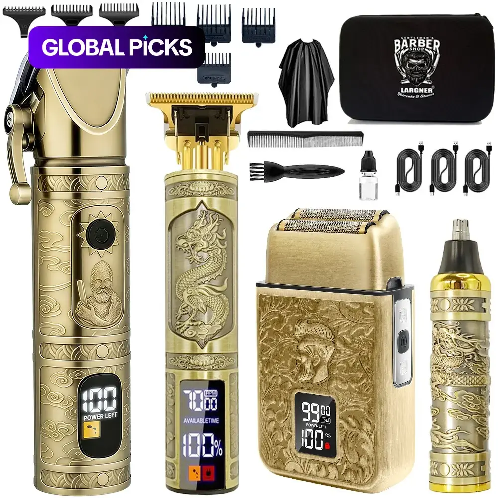Professional Clipper Kit, 1 Box Cordless Rechargeable Trimmer with LED Digital Display, Electric Hair Clipper Set, Haircutting Machine for Barber Hair Clippers Set #GLOBAL PICKS