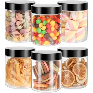 Mfacoy 6 Pack Plastic Jars with Lids, 8 Oz Clear Storage Container, Leakproof Plastic Mason Jars, Empty round Slime Container, Cosmetic Jars for Storing Dry Food, Peanut, Spice, Cookie, Candy Mfacoy