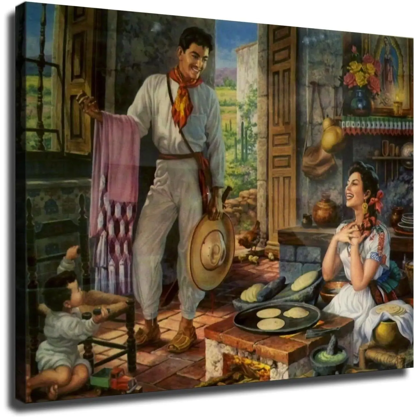 Mexican Poster Mexican Home Wall Art Mexican Folk Art Painting Poster Canvas Decor Room Ornaments Decoration Photo Artistic