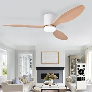 Flush Mount Ceiling Fan: 52-Inch White Ceiling Fans with Lights for Bedroom Indoor Outdoor - Low Profile Ceiling Fans with Remote Control 24W 3CCT Dimmable 3 Reversible   6 Speeds