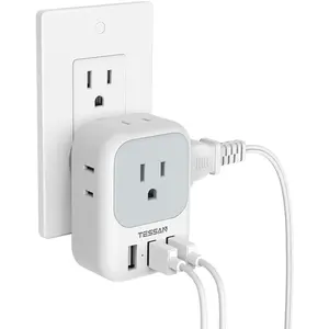 USB Charger Block, TESSAN USB Plug Adapter with Electrical 4 Box Splitter 3 USB Wall Charger Ports, Multi Plug Outlet Extender Charging for Cruise, Travel, Office, Dorm Essentials Zhuhai Tessan Power Technology Co., Ltd.
