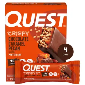 Quest Crispy Chocolate Caramel Pecan Protein Bars Low Carb Keto 4 Bars