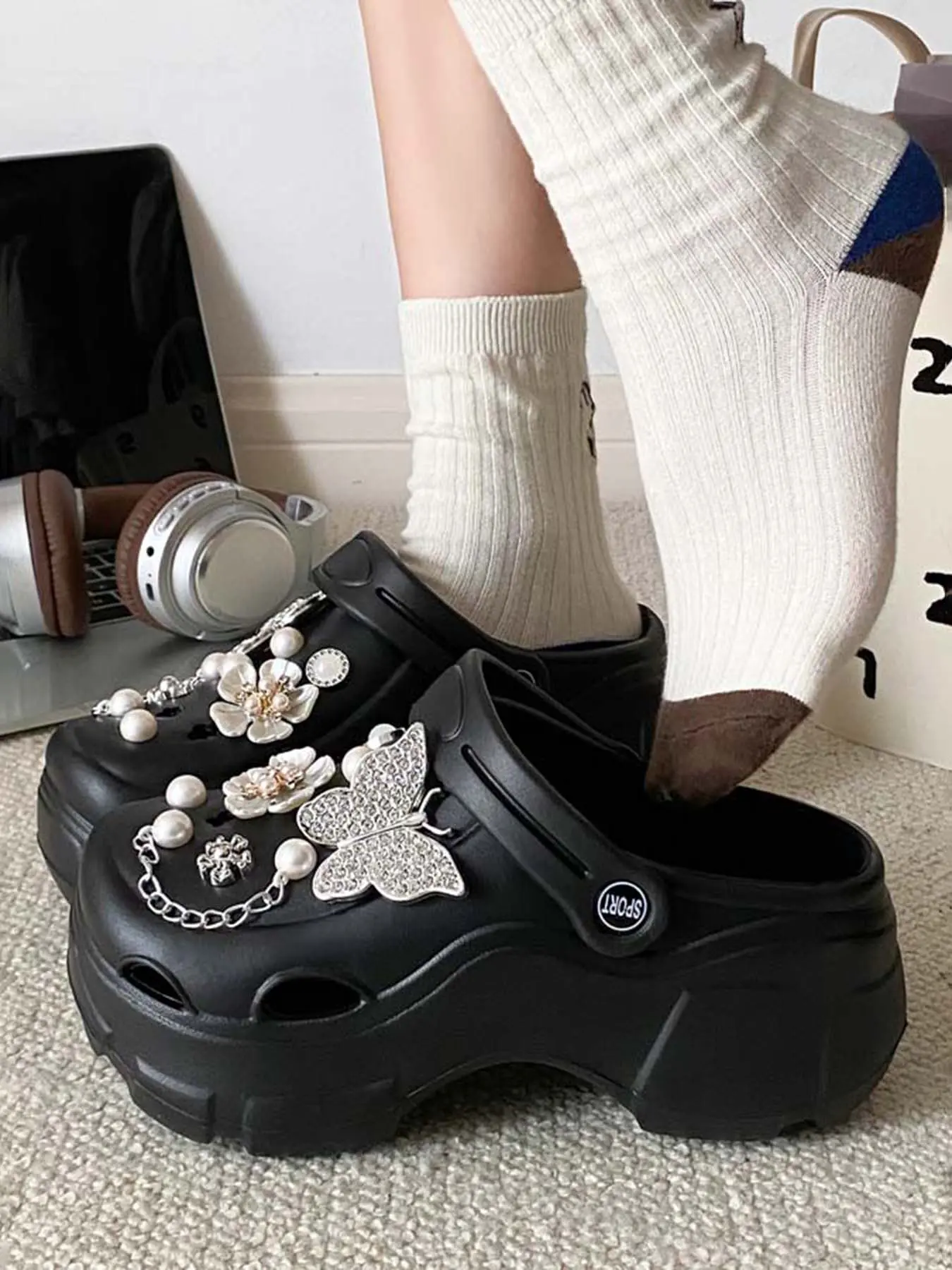 Women's Summer Beach Sandals, Thick Sole Eva Material, Thick Bottom Slippers, Above-Ankle Comfortable Casual Shoes, Solid Pattern Design, All-Season Wear, Footwear