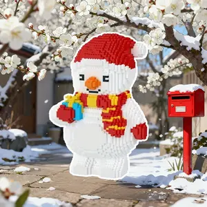 Snowman 3D Puzzle Building Blocks Decoration, Bookshelf Home Office Cabinet Decor, Party Living Room TV Stand Display, Ideal Gift