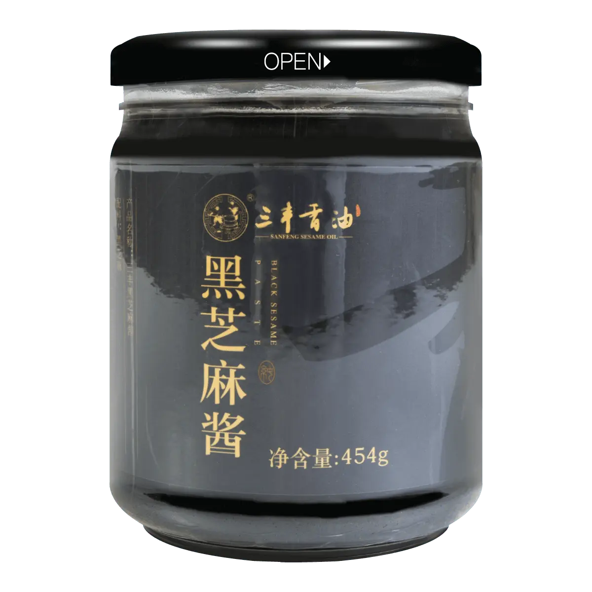 SANFENG Black Sesame Paste 454g - Pure & Rich Flavor, Authentic Asian Ingredient for Cooking & Baking