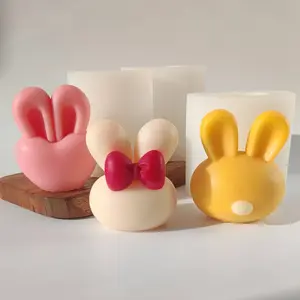 1pc, Rabbit Head Chocolate Silicone Molds, Silicone Baking Mold, Easter Bunny Head Shapes, 3D & Flat Design, Faceless Rabbit/Bowknot Rabbit/Heart Rabbit Molds for Jelly, Mousse, Candle, Gypsum and Epoxy Resin Crafts Mold