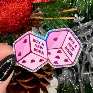Buy a Book Dice Crushed Glitter Sticker