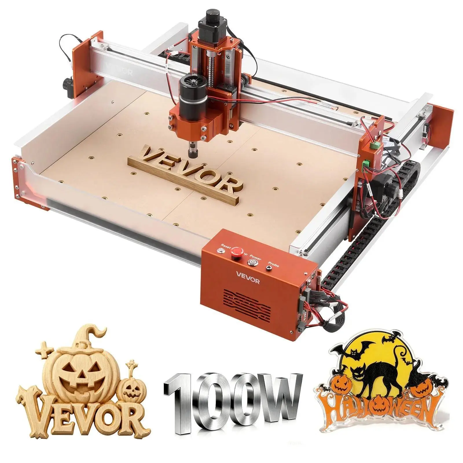 VEVOR 3-Axis CNC Router Machine, 100W Spindle, 15.75x15.75x3.74in Working Area, Linear Rails, Aluminum Alloy Structure, Pre-Wired Kit, for Wood/Acrylic Carving Cutting, PC-Compatible Power Tool