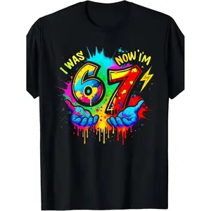 [6th & 7th Meme T-Shirt] Boys & Girls 6th & 7th Meme T-Shirt - Age 6 Now 7 Years Old Print, Casual Round Neck Short Sleeve Top Suitable for Boys & Girls 6-7 Years Old, Outfit & Casual Attire