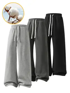 Men's Solid Fashion Loose Sweatpants, Versatile Year-Round Wear Oversize, Ideal for Autumn and Winter Wide Leg Straight Pants Casual Street Dance Pants Comfortable Winter Home Pants  Casual Sports Pants with Rivet Design Fashionable and Versatile