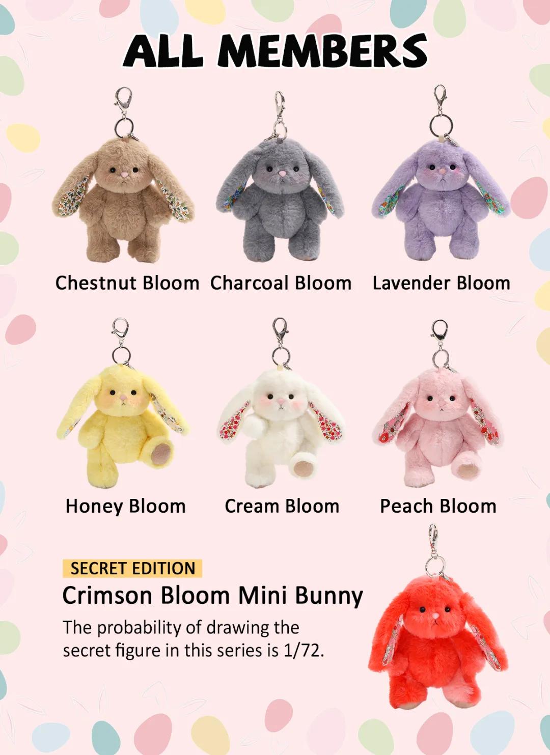 Getahug Rainbow Bloom Mini Bunny Blind Box | 5.9 Inches Plush Bag Charm Keychains Gift