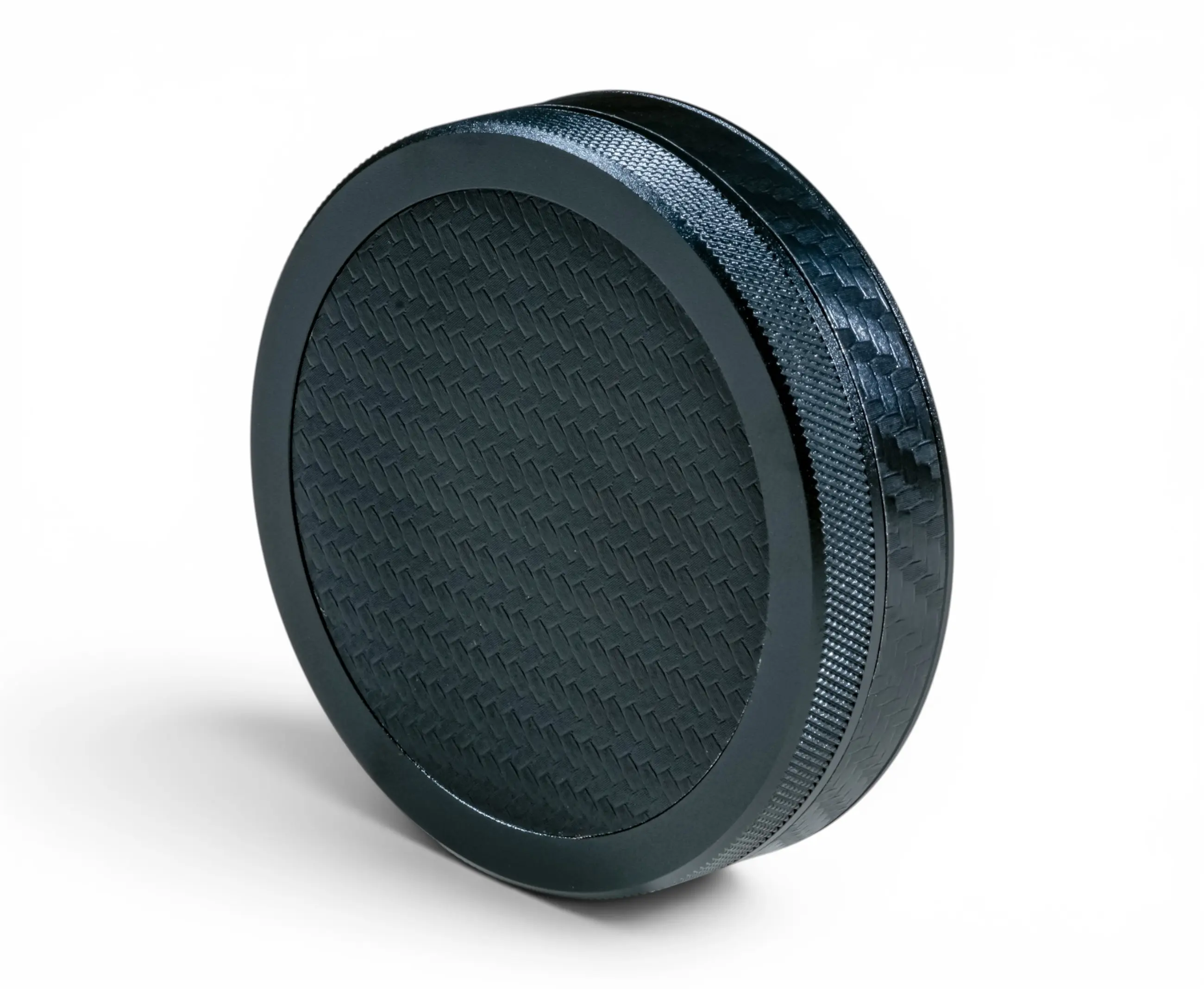 Black on Black Carbon Fiber | Ruk Can Slim | EDC Storage Can | Airtight Seal for Freshness | 100% Genuine Leather Top & Band | Aluminum Metal Tin
