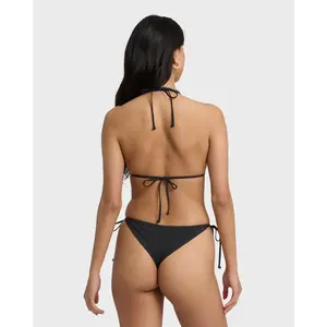 Billabong Sol Searcher Tie-Side Tanga Skimpy Bikini Bottom, Black Pebble Sports & Outdoor Surfwear Swimwear