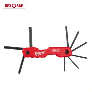 Milwaukee Folding SAE Hex Key Set 9-Piece Metal Precision Tools for Mechanics & DIY Enthusiasts Compact & Convenient