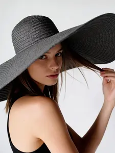 Women's Spring Summer Plain Straw Hat, Elegant Sun Protection Cap, Fashionable Beach Hat, Multi-Functional UV Protection, Daily Use