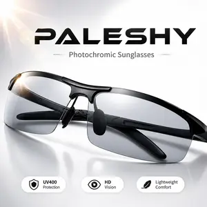 PALESHY High-Definition Photochromic Polarized Sunglasses, Smart Transition Lenses for Long-Distance Clarity, Enhanced Depth Perception UV400 Protection, Lightweight Al-Mg Frame for Driving & Outdoor Sports