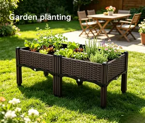 Raised Garden Bed with Legs, Elevated Planter Box for Outdoor Patio Balcony, Free Combination Plastic Plant SingleBox for Vegetables Herbs Flowers