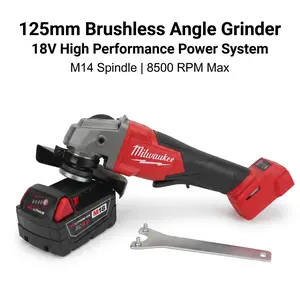 Milwaukee M18 125mm Brushless Angle Grinder, professional power tool, Portable Cordless Mini Chainsaw,grinding wheel, metal fabrication