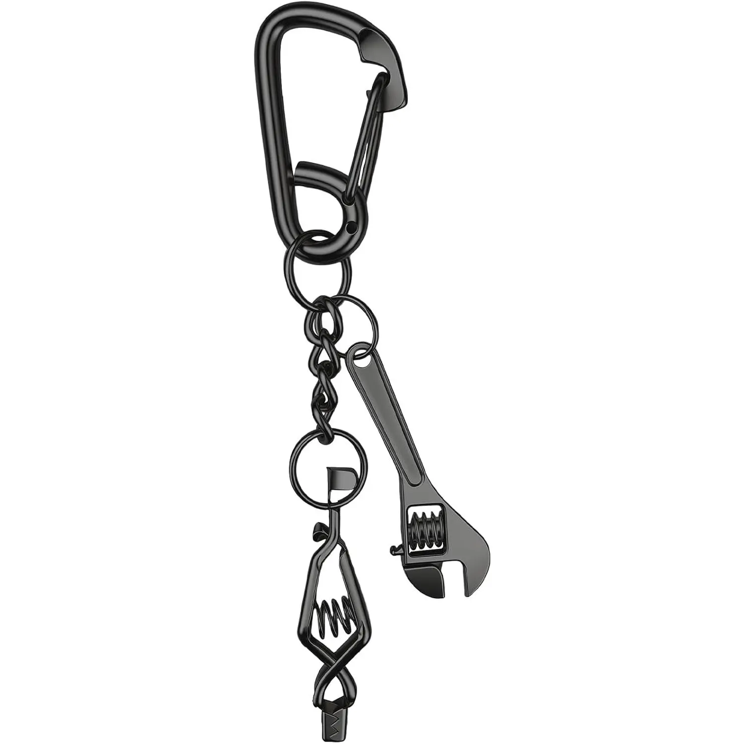 MELOTOUGH Black Metal Glove Clips with Charm - Stainless Steel Carabiner, Strong Spring Alligator Clip, Ideal for Work & Outdoor Activities, Fits Pants & Backpacks (Work Safety Equipment Accessory)