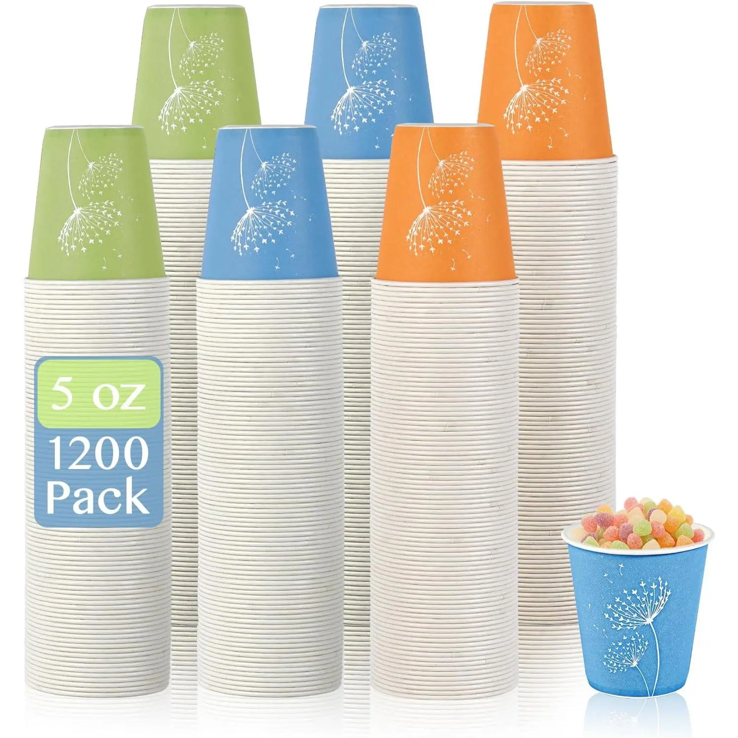 1200-Pack 5 oz Rolled Edge Safe Paper Disposable Party Cups, Small Disposable Tableware for Parties, Travel & Snack Holder (Home & Festive Supplies)