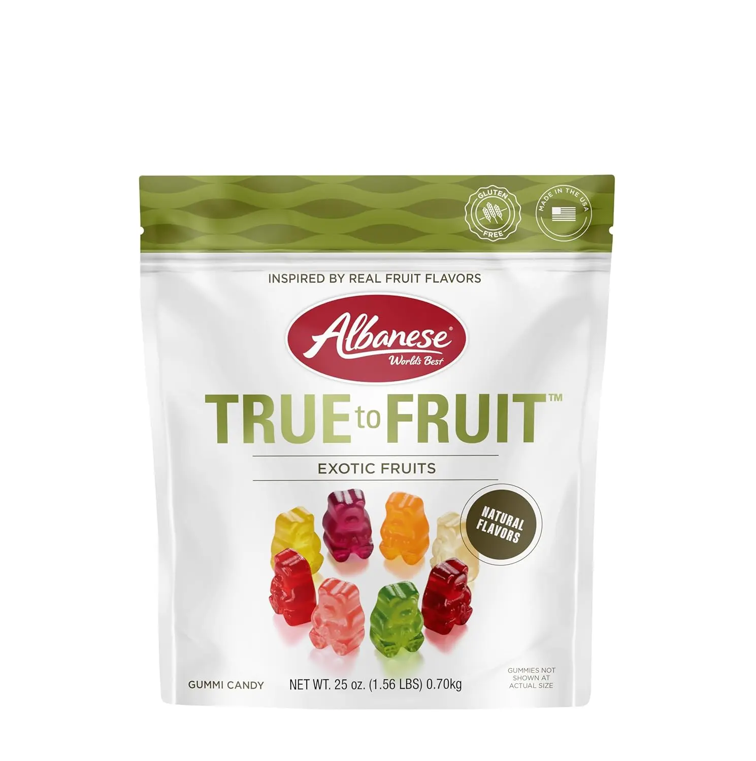 Albanese World's Best True to Fruit – Exotic Fruits Gummies, 25oz Bag of Gummy Candy (Packaging May Vary), Back to School Lunchbox Treat