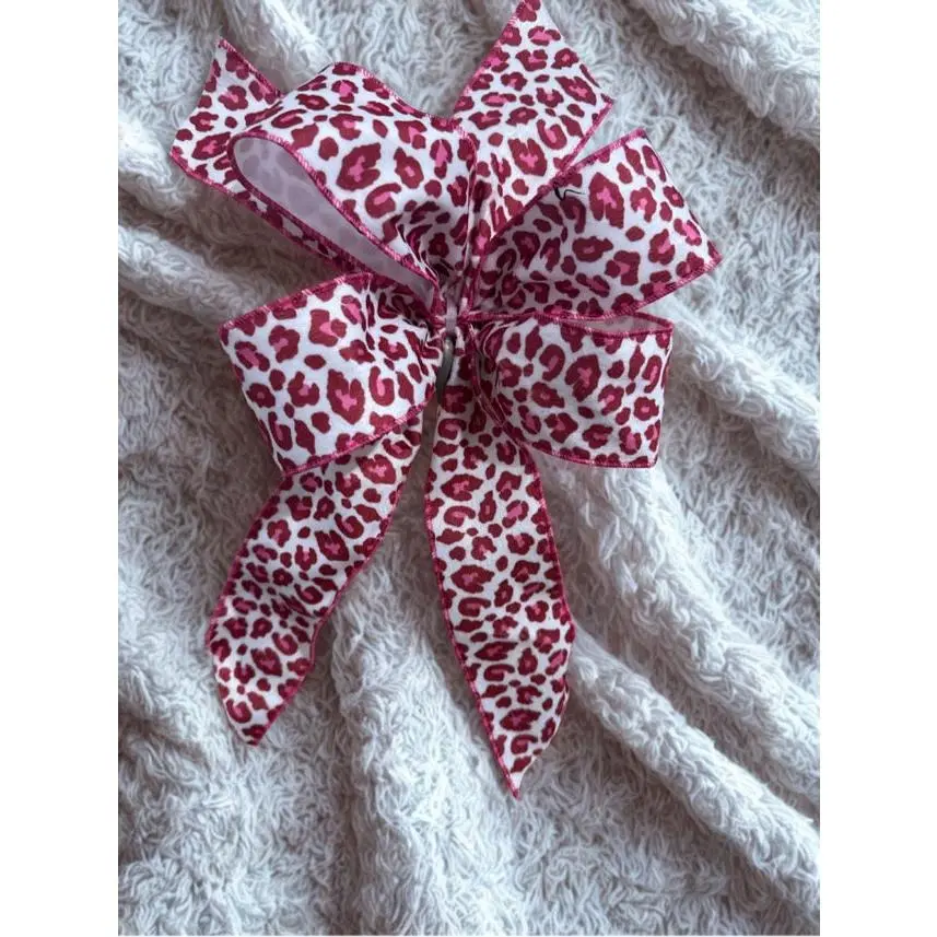 2.5 in Pink Leopard Print Ribbon Wire Ribbon