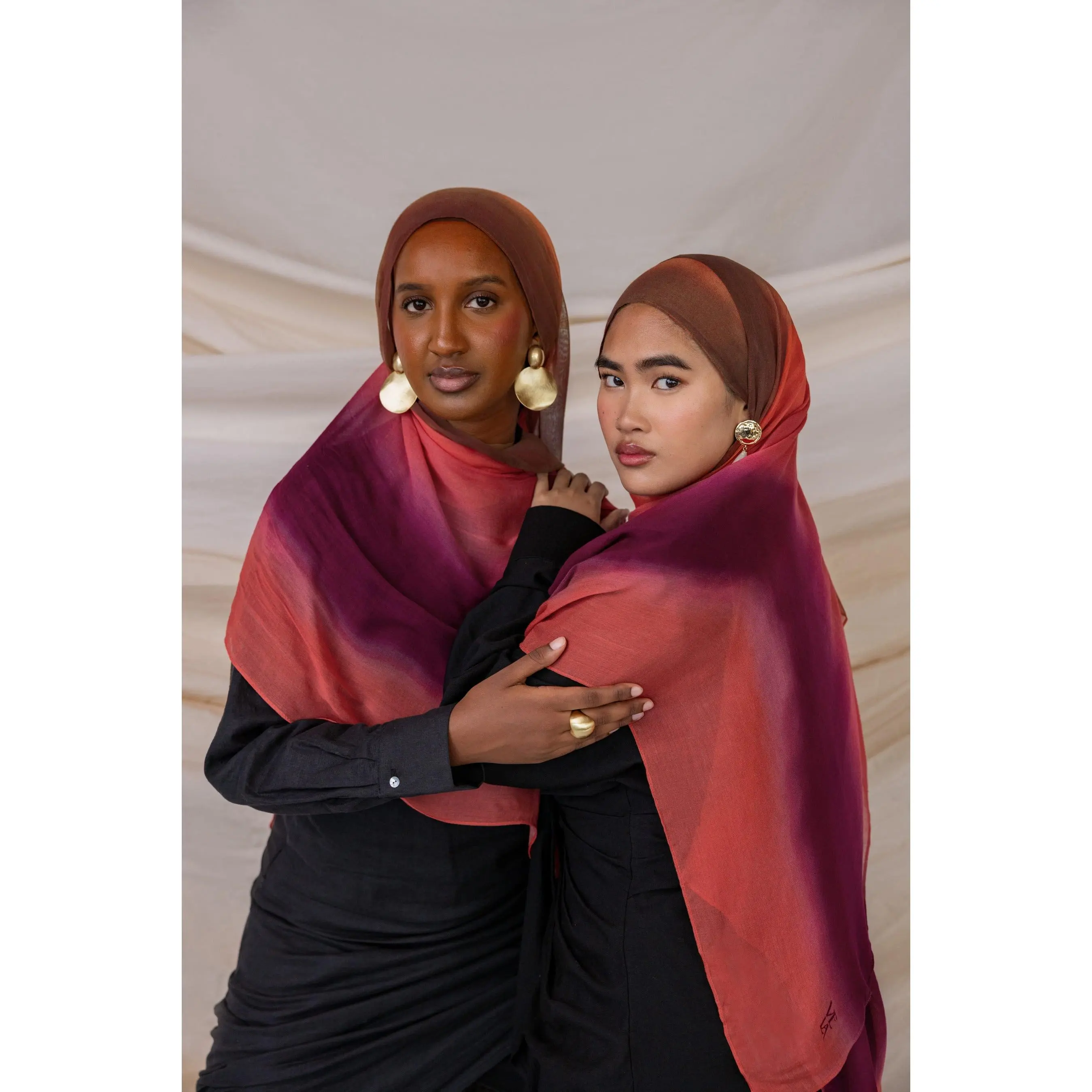 VELA Modal Square Hijab, Ombre Rouge Print, Modest Islamic Fashion Hijab, Islamic Fashion Square Hijabs
