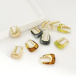 Retro Tortoise Shell Earrings - Fashion Accessory