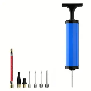 Portable Air Pump Set, Including 1 Count Pump, 5 Counts Needle, 2 Counts Nozzle, 1 Count Hose, Inflatable Pump for Basketball Football